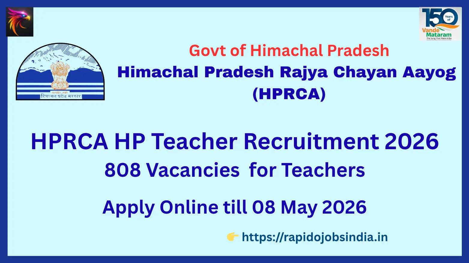 HPRCA HP Teacher Recruitment 2026